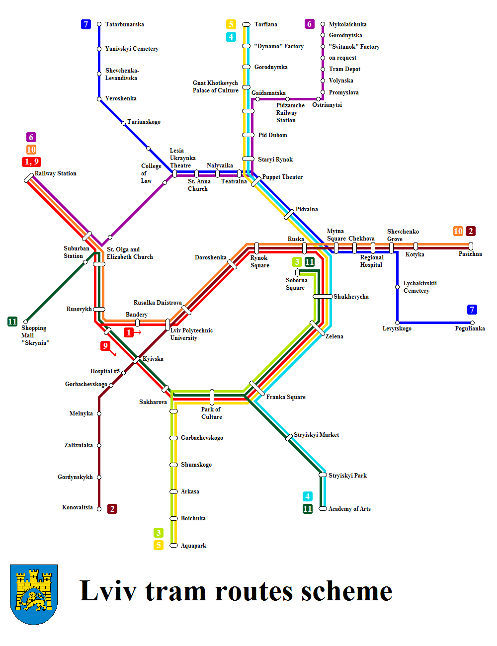 Ukraine rail train tram maps
